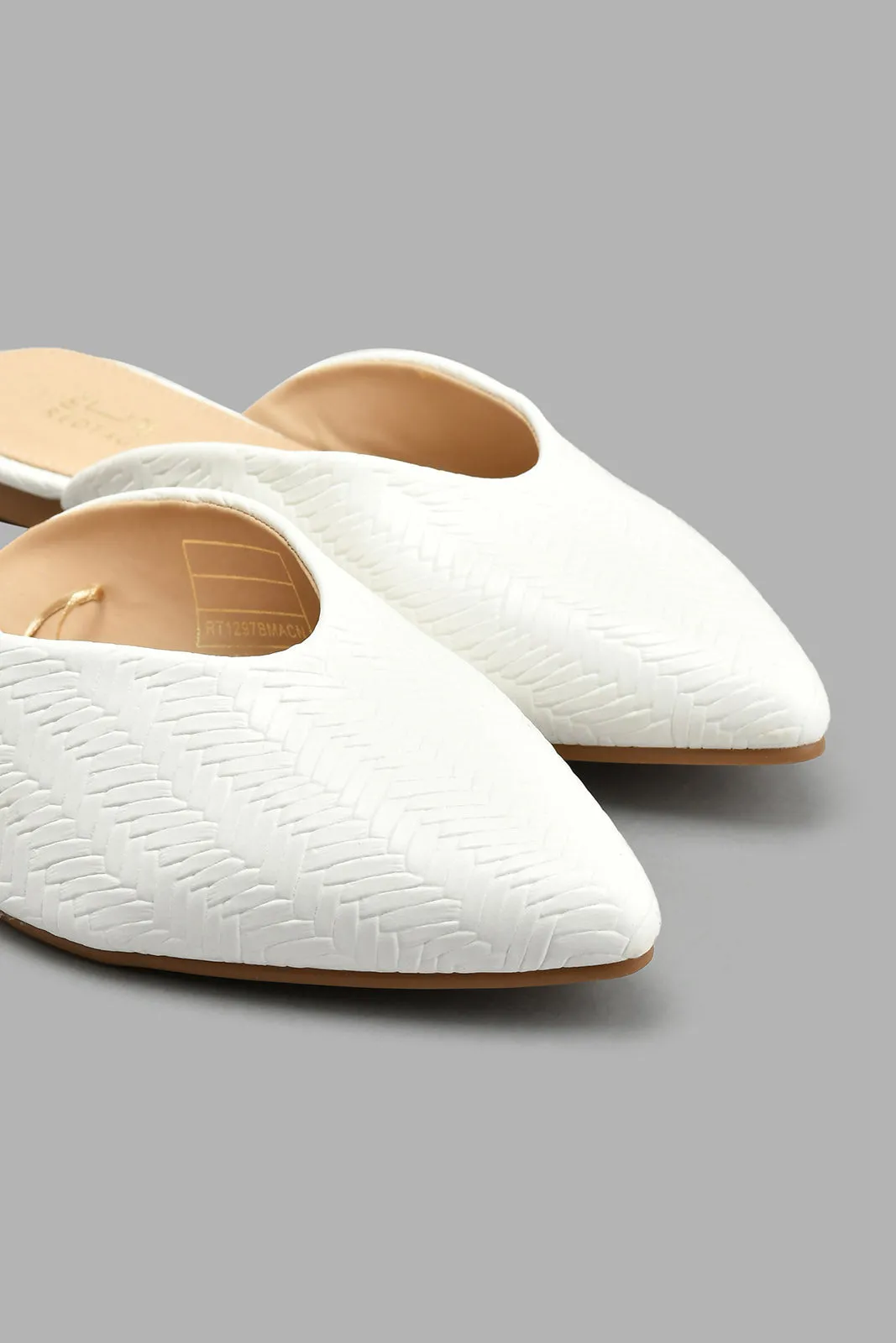 White Woven Mule