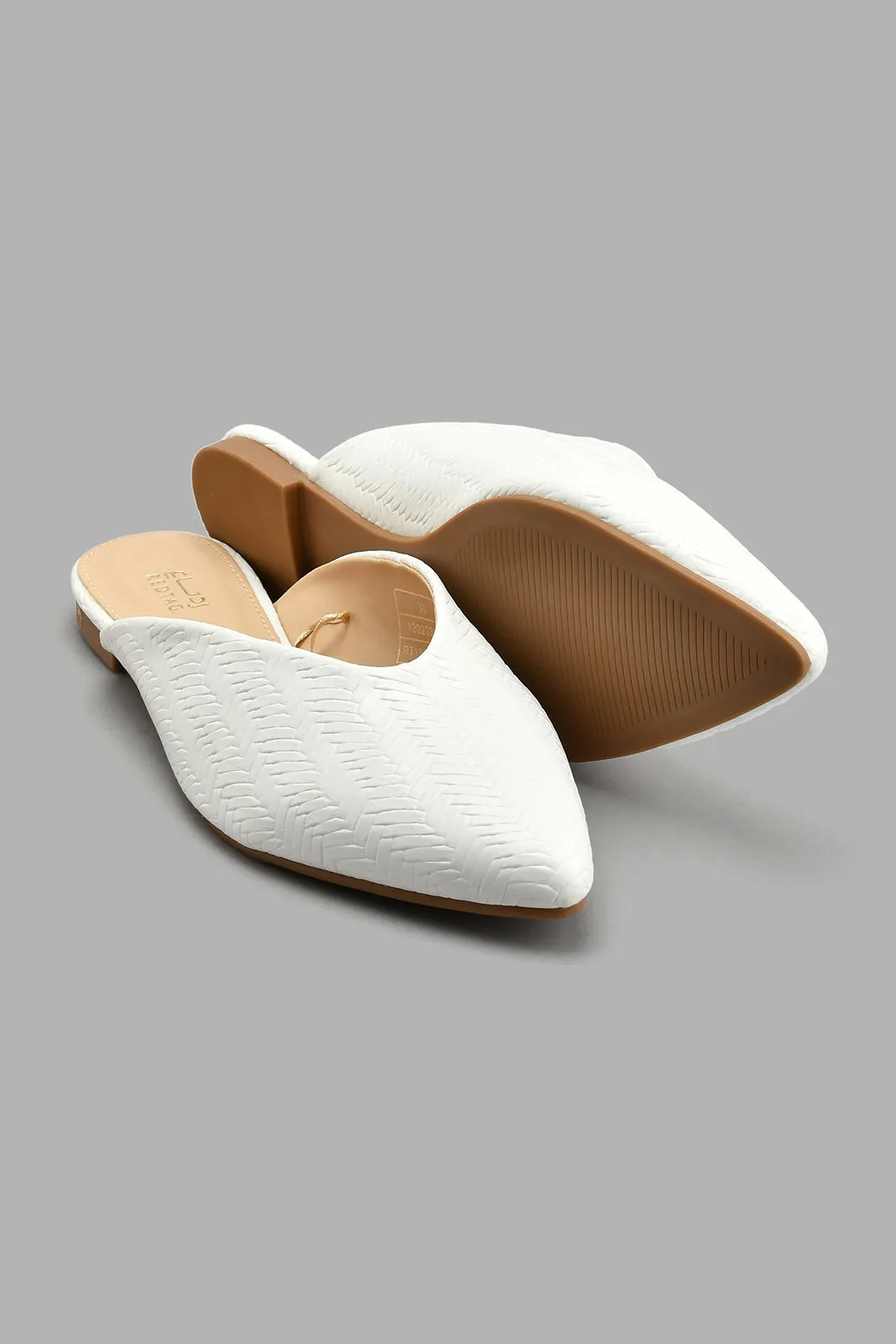 White Woven Mule